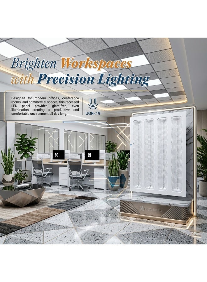 LED Grill Panel Light | 60x60 cm |150W, White, 9600 Lumens | High Efficiency, 100lm/W | Long Life 25000Hrs, Ideal for Offices, Shops & Commercial Use (sindex Brand) - Image 3