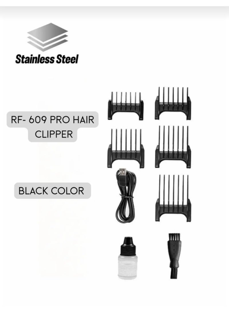 دينجلينج ماكينة قص الشعر الاحترافية RF 609 PRO، ماكينة تشذيب الشعر الكهربائية اللاسلكية، لون أسود - Image 2