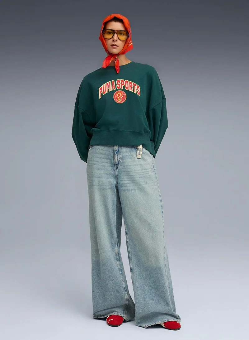 PUMA green terrain Oversized Graphic Women's Crew Sweatshirt for Women | Best Price UAE