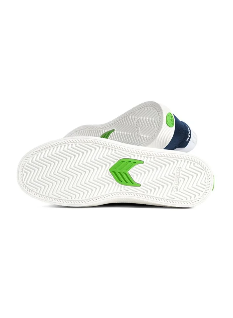 Cariuma  VALLELY White Leather Dark Denim Accents Black Logo  | Best Price UAE