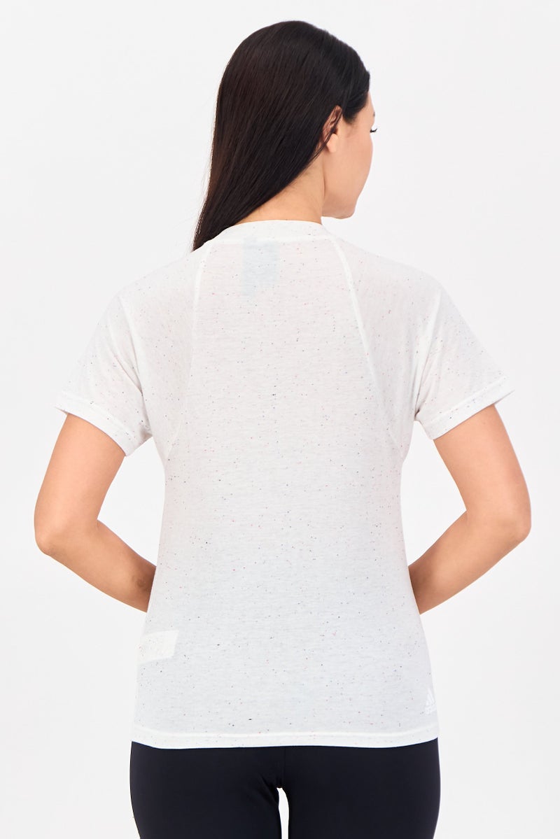 Adidas Women Sportswear Fit Short Sleeve Outdoor T-Shirt, White - Image 3