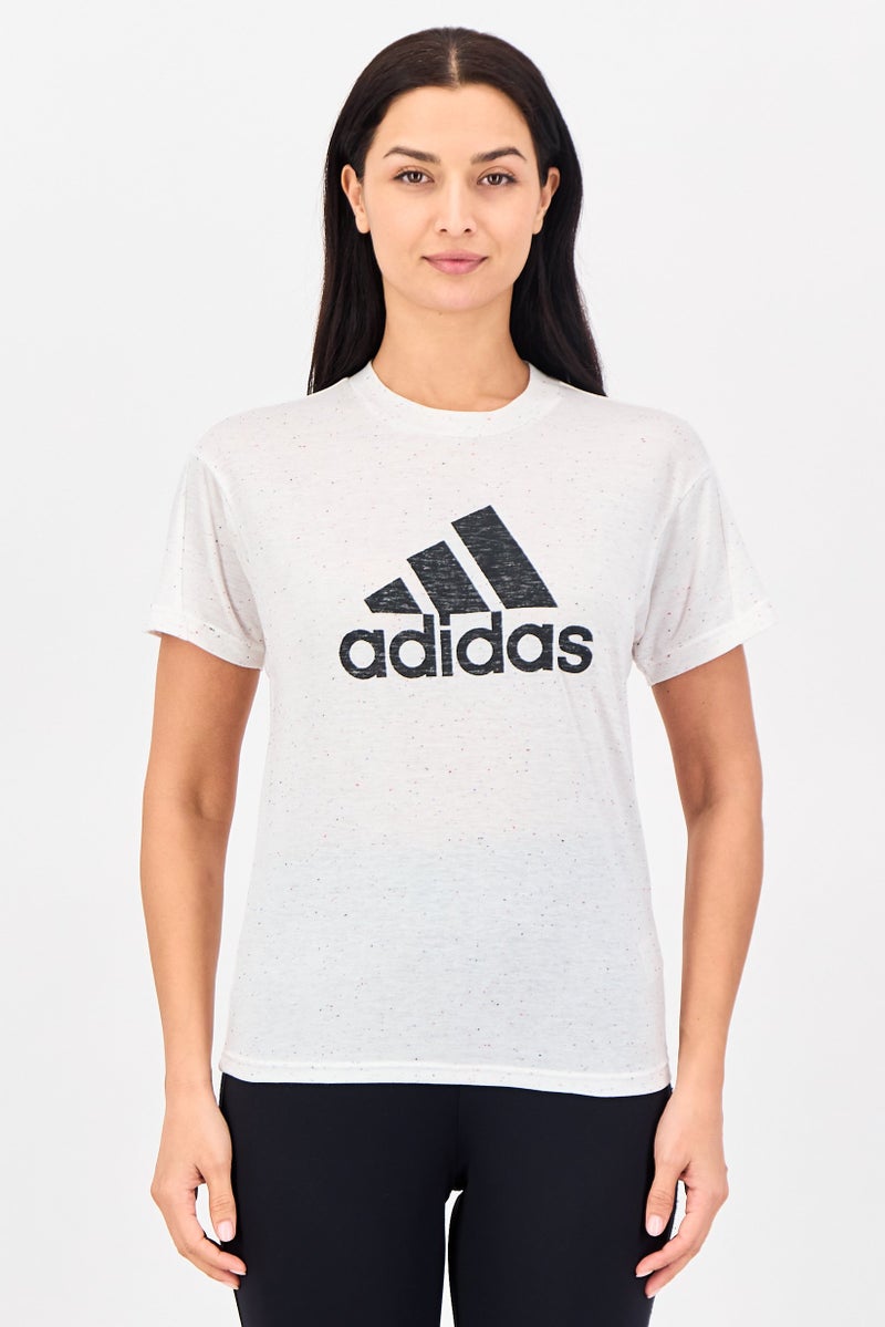 Adidas Women Sportswear Fit Short Sleeve Outdoor T-Shirt, White - Image 1