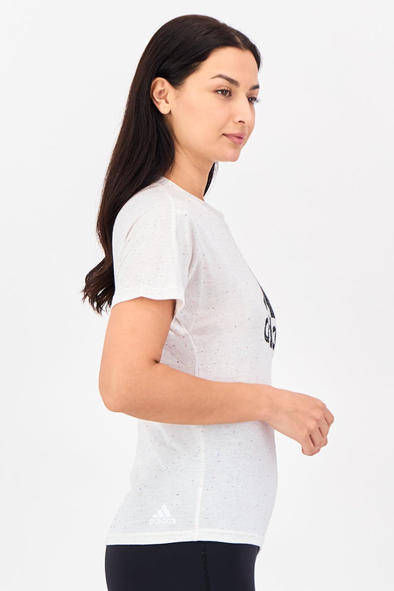 Adidas Women Sportswear Fit Short Sleeve Outdoor T-Shirt, White - Image 2