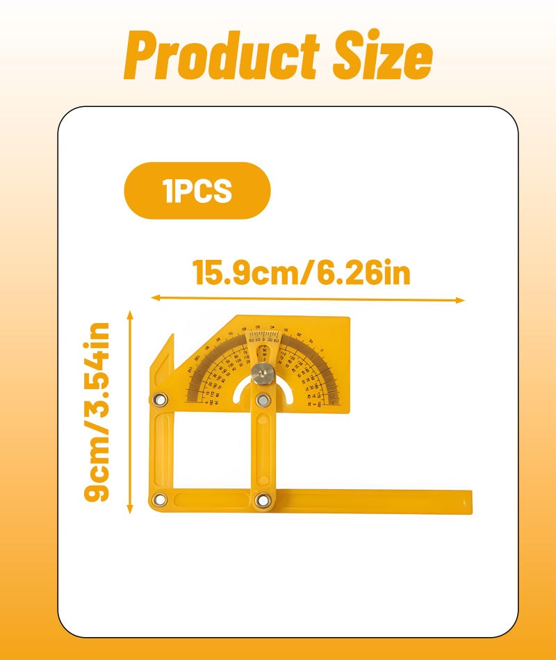 KalamkariX Angle Finder Tool, Angle Finder, Yellow Semi-Circle Protractor for Woodworking and Construction, Measuring Internal and External Angles, Ideal for Carpenters, Architects and DIY Enthusiasts - Image 2