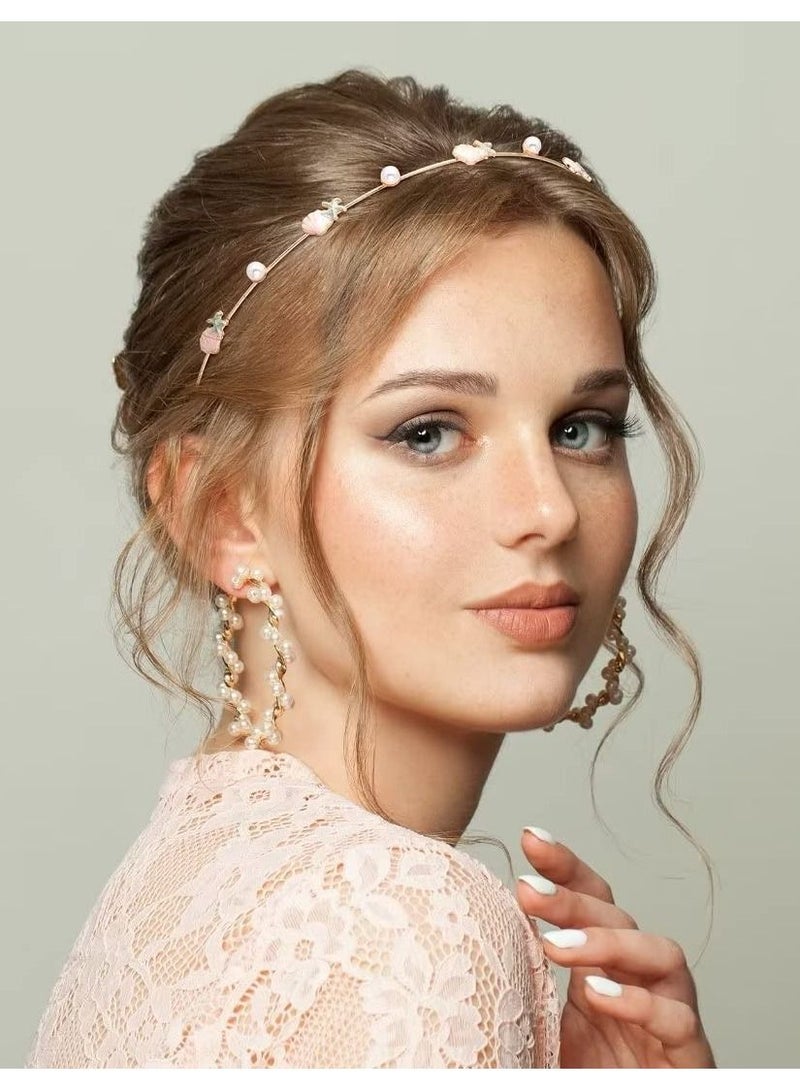 إسكدنيا Rhinestone Starfish Headbands Handmade Pearl Seashell Mermaid Crystal Hair Hoops Bridal Headpiece Vine Tiara Beach Wedding Accessories for Bride(Set of 3) - Image 2