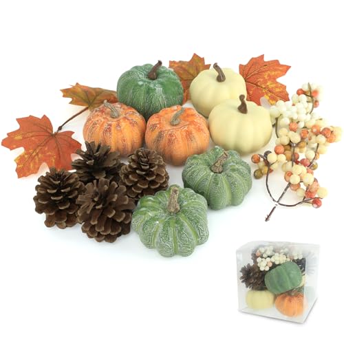 Ghrdopy 15 PCS Mini Pumpkin Decor - Plastic Pumpkins Fall Decor for Halloween Thanksgiving Artificial Pumpkins Fall Home Decor - Image 1