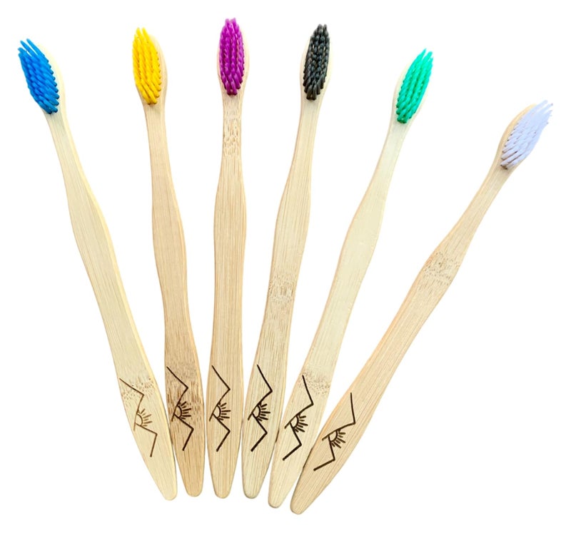NTS Benign Bamboo Collection - Bamboo Body Toothbrush With Soft Nylon Bristles & Exclusive Engraving (Set of 6) - Image 1