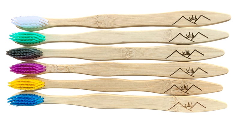 NTS Benign Bamboo Collection - Bamboo Body Toothbrush With Soft Nylon Bristles & Exclusive Engraving (Set of 6) - Image 4