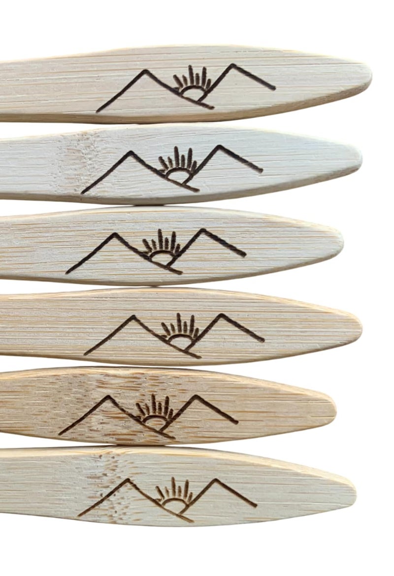 NTS Benign Bamboo Collection - Bamboo Body Toothbrush With Soft Nylon Bristles & Exclusive Engraving (Set of 6) - Image 3