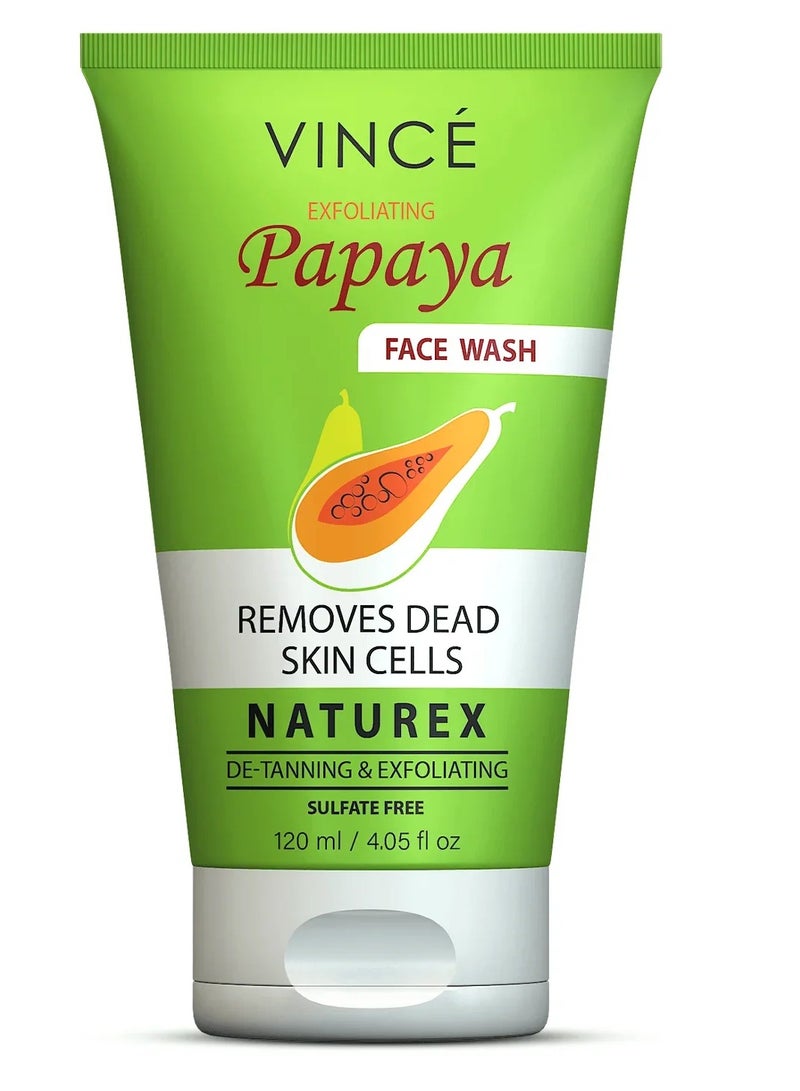 غسول الوجه بالبابايا - يقشر الجلد الميت ويزيل السموم والشوائب والبهتان - يقلل من السمرة ويفتح لون البشرة - يترك البشرة ناعمة ورطبة ومتوهجة - 120 مل