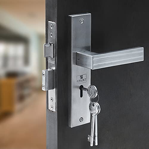 Crust Premium Heavy Duty Mortise Door Lock for Bedroom, Living Room, Main Door | 3 Keys | 6 Lever Double Stage Lockset (ALTROZ, 8 Inch Long Keyed Plate, Satin) - Image 1