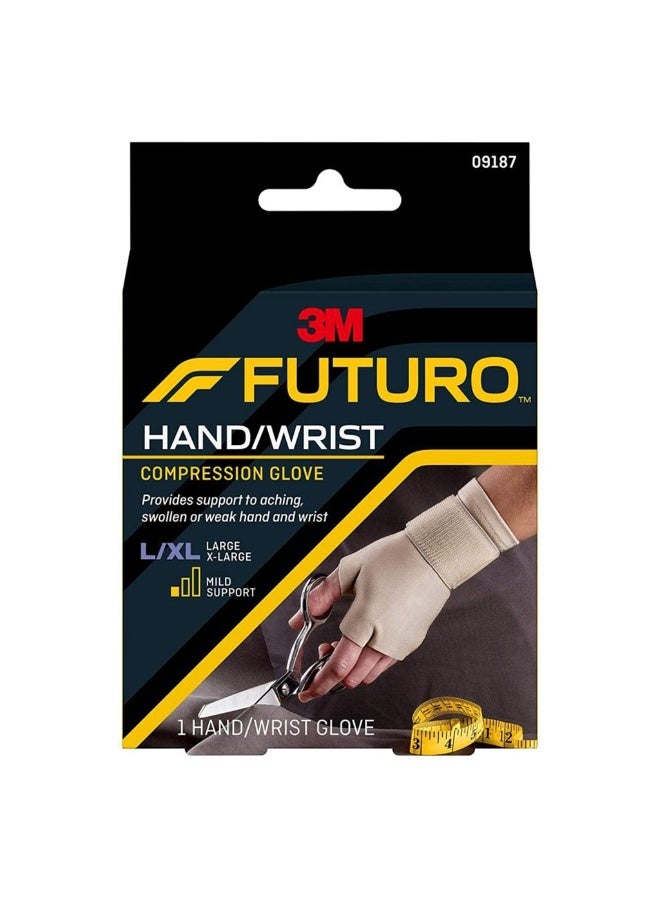 FUTURO Hand & Wrist Compression Glove, Mild Support, Large/ XL, Beige Color, Pack of 1’s