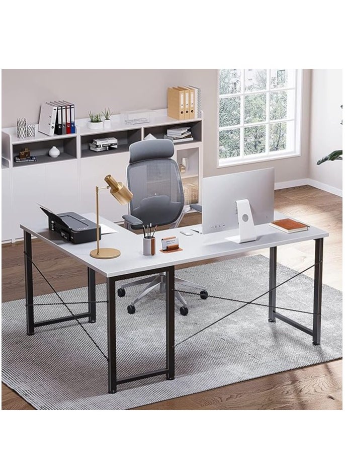 AGD - L-Shaped Gaming Desk with Rounded Corner and Removable Shelf for Home, Office and Workstation - Image 1