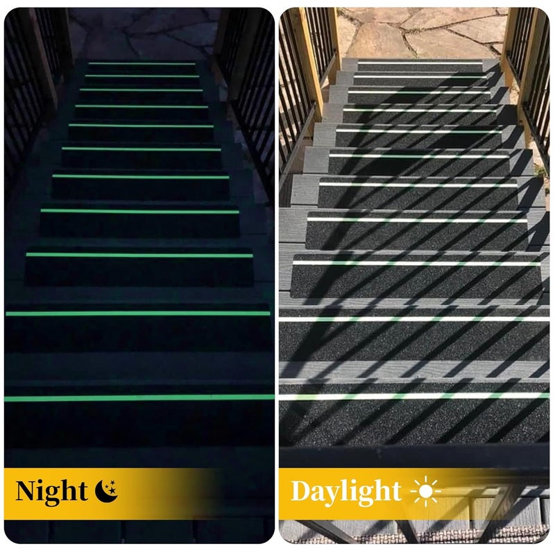 CARGEN CARGEN Non Slip Grip Tape with Glow in Dark Stripe High Friction Deck Grip Tape Strips Anti Skid Tape for Steps Outdoor Basement Stair Treads 6 x 24 Inch 10Pack  - Image 2