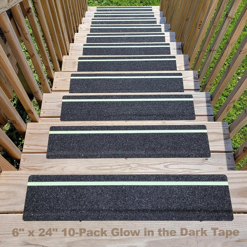 CARGEN CARGEN Non Slip Grip Tape with Glow in Dark Stripe High Friction Deck Grip Tape Strips Anti Skid Tape for Steps Outdoor Basement Stair Treads 6 x 24 Inch 10Pack  - Image 1