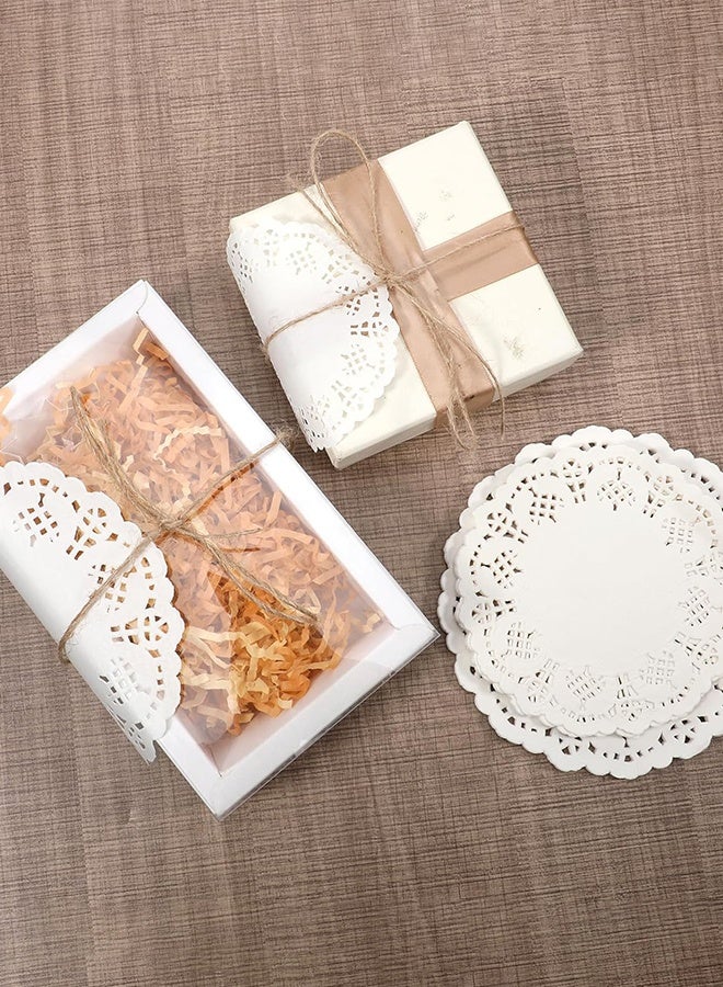 100 قطعة من مفارش المائدة الورقية، مفارش طعام مقاس 12 بوصة، مفارش دانتيل ورقية للاستخدام مرة واحدة للطاولات، مفارش ورقية مستديرة بكميات كبيرة للكعك والحلويات والحرف اليدوية (أبيض) - Image 4