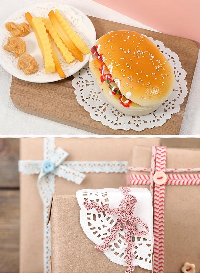 100 قطعة من مفارش المائدة الورقية، مفارش طعام مقاس 12 بوصة، مفارش دانتيل ورقية للاستخدام مرة واحدة للطاولات، مفارش ورقية مستديرة بكميات كبيرة للكعك والحلويات والحرف اليدوية (أبيض) - Image 5