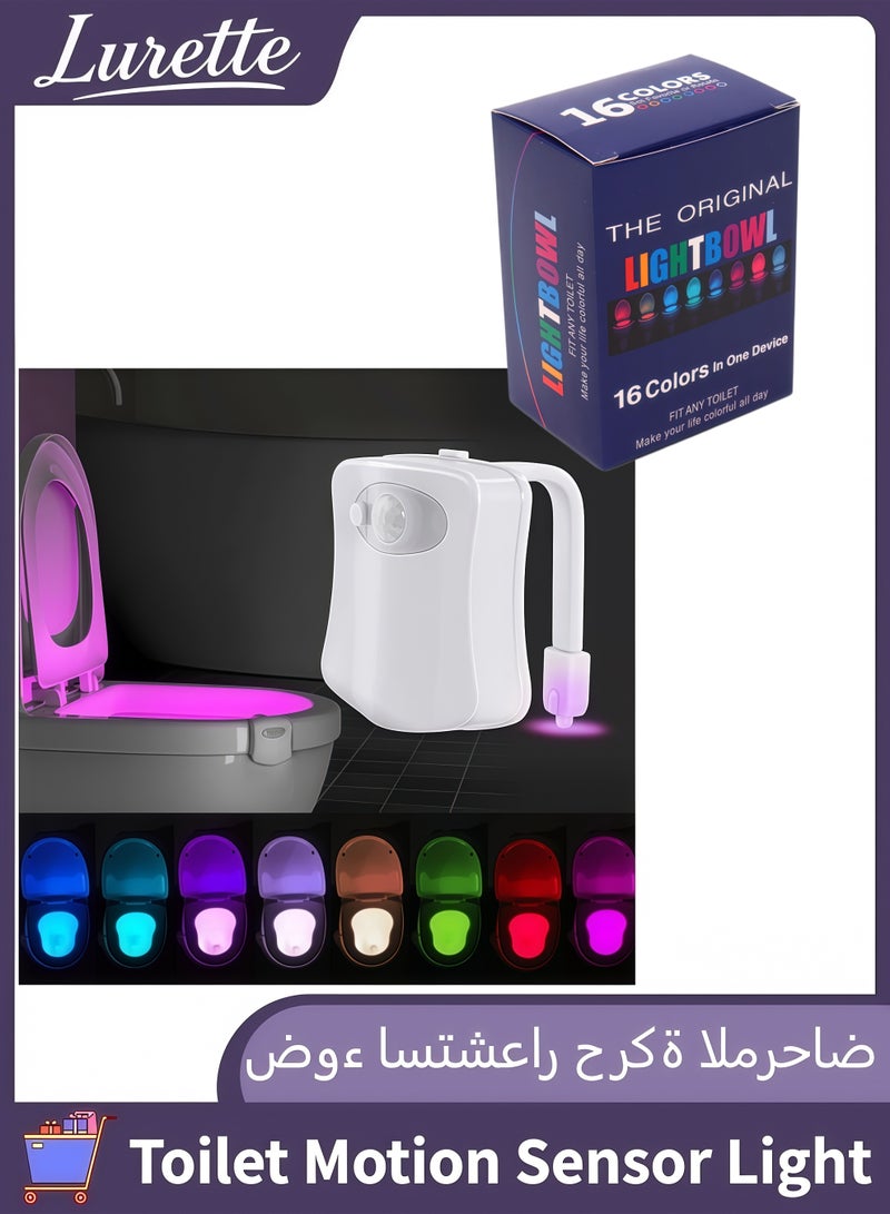 Lurette 1 Pack Toilet Light Motion Sensor, 16 Colors Changing, LED Glow Bowl Inside Toilet Light, Waterproof, Smart Night Light for Bathroom - Image 1