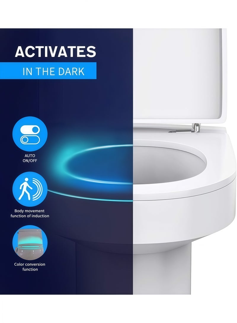 Lurette 1 Pack Toilet Light Motion Sensor, 16 Colors Changing, LED Glow Bowl Inside Toilet Light, Waterproof, Smart Night Light for Bathroom - Image 3