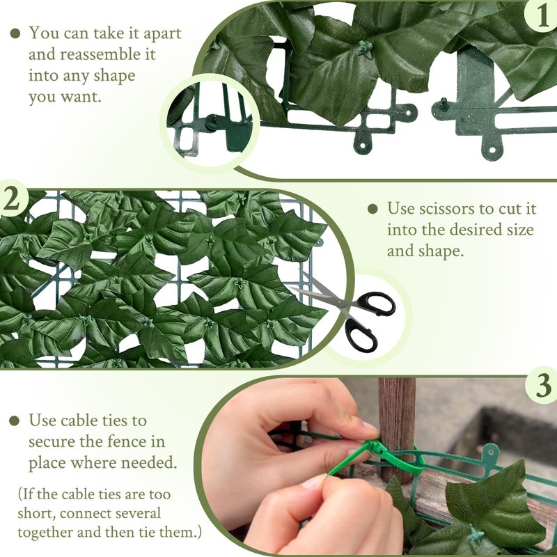 ODTORY Artificial Ivy Privacy Fence Wall Screen,40X120 in UV-Anti Faux Greenery Backdrop Ivy Vine Leaf Hedges Fence Panels for Patio, Balcony, Garden, Backyard Indoor Outdoor Green Wall Decor - Image 3