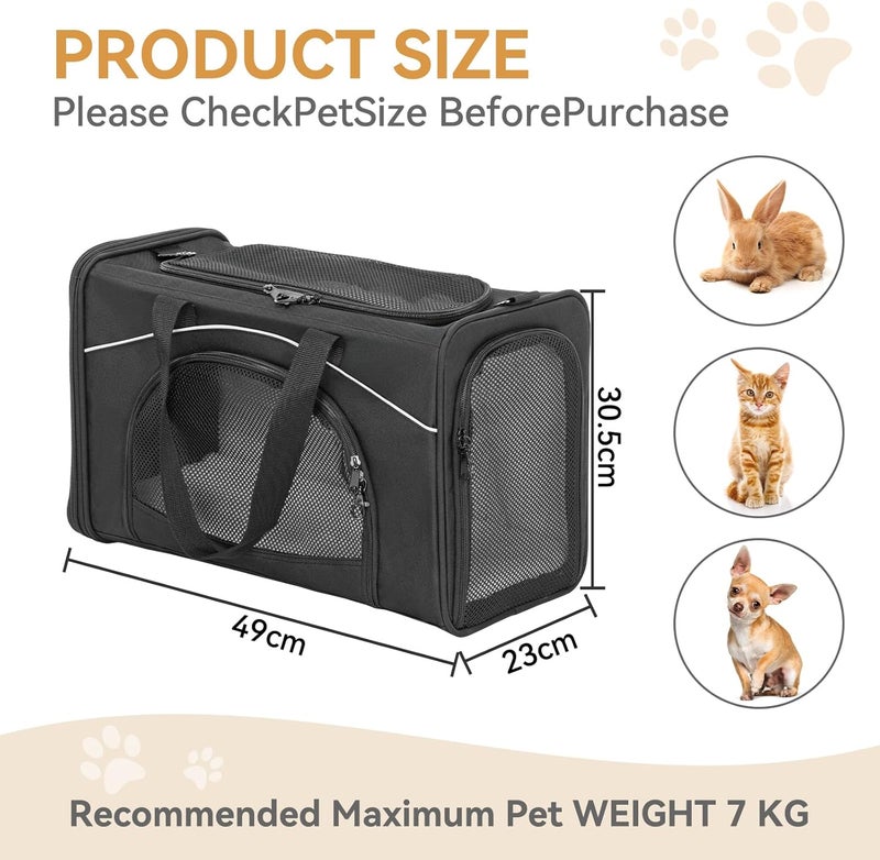 Petsfit Cat Carrier Airline Approved ，Large Cat Carrier,Foldable Cat Carriers Medium Two-Way Placement on Plane for Cats and Small Dogs, Black - Image 4