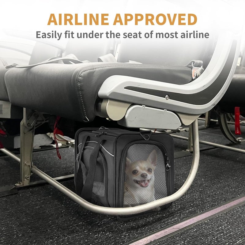 Petsfit Cat Carrier Airline Approved ，Large Cat Carrier,Foldable Cat Carriers Medium Two-Way Placement on Plane for Cats and Small Dogs, Black - Image 5