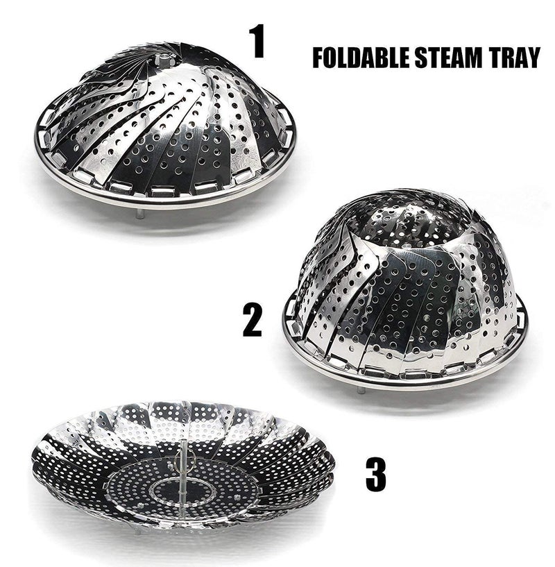 HAPANI HOME HAPANI HOME Veg Steamer Folding Stainless Steel Steamer Insert Vegetable Kitchen Fruit Food foldable steamer cooking Basket Mesh Steamer Rack Cookware Utensils for Cooking Steam for use homeVegetableInsert for Pots Pans steam boiling Fruit Bowl Fit for Instant Potkitchen Large - Image 4