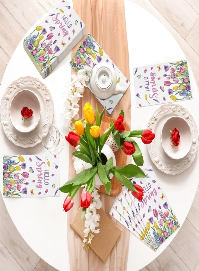 Chiisong ٢٠٠ منديل ورقي مزين برسومات زهور التوليب المائية، مناسب لعيد الفصح، للاستخدام مرة واحدة، مثالي لتزيين المنزل والحديقة والحمام والمطبخ وحفلات الزفاف في فصل الربيع. ٢٠٠ منديل ورقي مزين برسومات زهور التوليب المائية، مناسب للاستخدام مرة واحدة. - Image 4