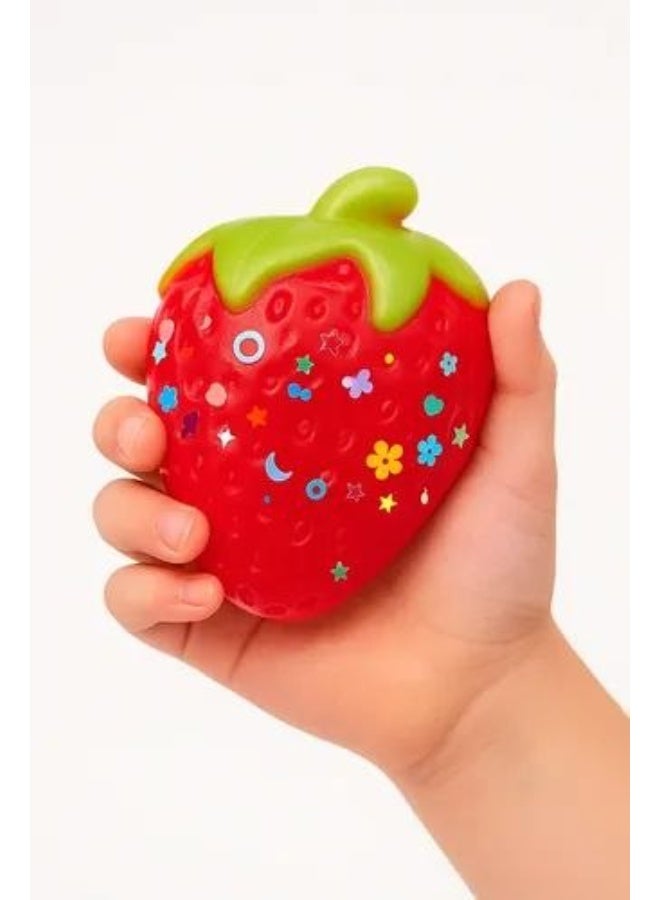 Pinch Family Strawberry Squishy Sensory Stress Toy with Glitter - Image 3