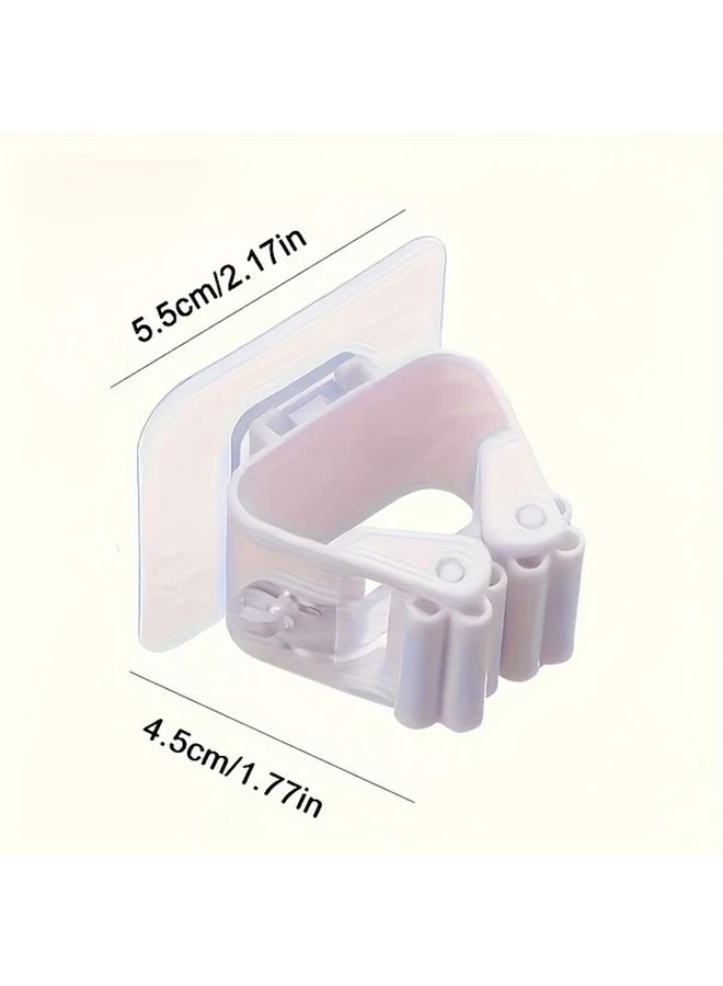 Modern Wall Mounted Mop Broom Holder 2pcs White No Drilling Heavy Duty Plastic Storage Hooks - Image 3