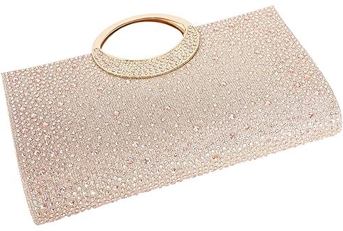 DEXMAY DM Dexmay Rhinestone Clutch Handbag with Crystal Handle for Wedding Party Elegant Clutch Purse for Women Champagne - Image 5