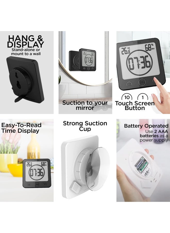 BALDR Digital Shower Clock with Timer  Black  WaterResistant Shower Timer Countdown Timer Clock with Temperature and Humidity Digital Clock for Shower Bathroom Clock Alarm Clock Battery Powered - Image 5