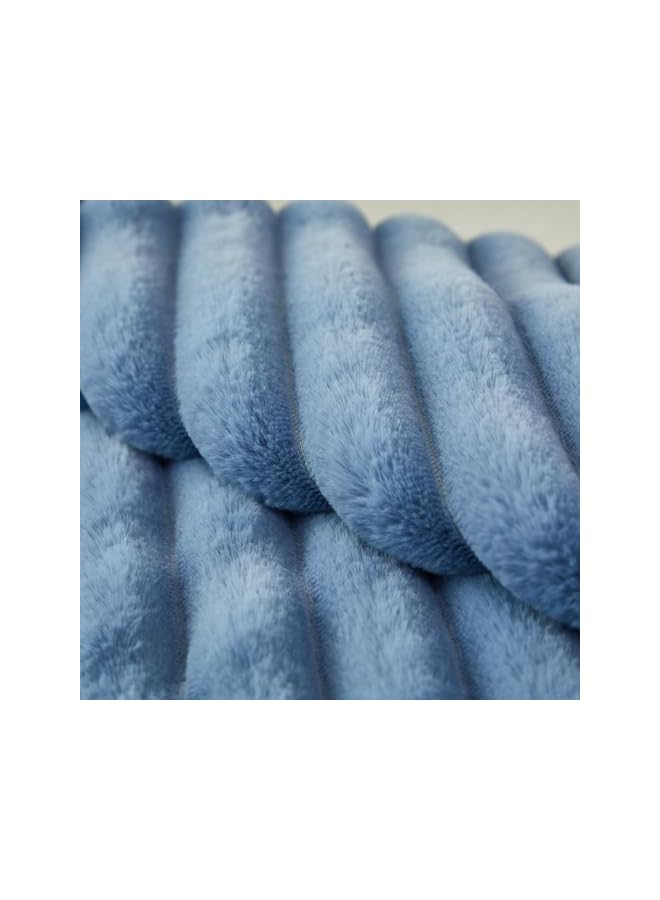 The Bros Striped Decorative Pillow, Faux Fur Plush Throw Pillow Cases, Soft Cozy Pillowcase, Luxury Decorative Pillows Square, Soft Fluffy Cushion Case for Couch Sofa Bed (Pack of 2) (Elegant Blue) - Image 3