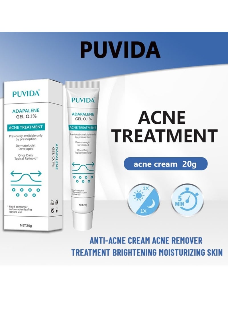 PUVIDA Acne Treatment Cream Acne Treatment Ointment Gel Adapalene Gel for Acne Treatment Gentle Moisturizing Acne Removing Gel Pimple and Acne Removal Anti Acne and Treatment Gel 20G - Image 2