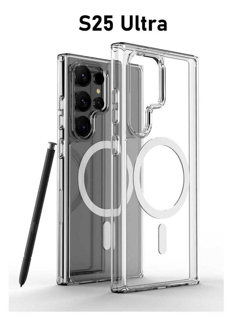 حافظة شفافة سامسونج جالكسي الترا S25 متوافق مع شاحن ماغ سيف للشحن، حافظة رفيعة للغاية مضادة للصدمات وشفافة بدون اصفرار - Image 1