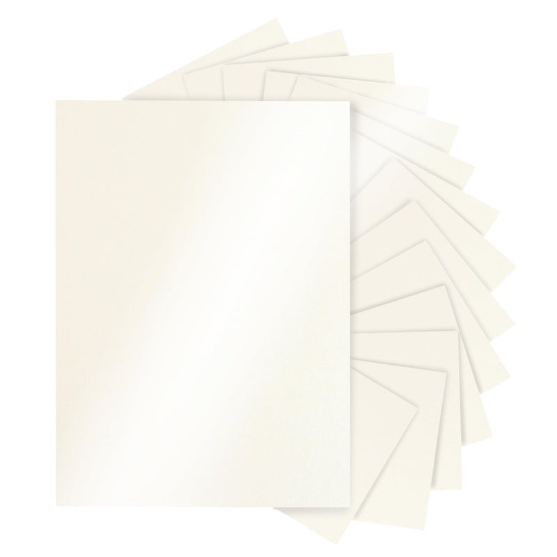 Silunkia 28 Sheets Cream Shimmer Cardstock 8.5 x 11 Off White Paper, 92lb Heavyweight Glossy Paper Card Stock for DIY Cards Making, Business Cards, Wedding Invitations, School Crafting, Menus - Image 1