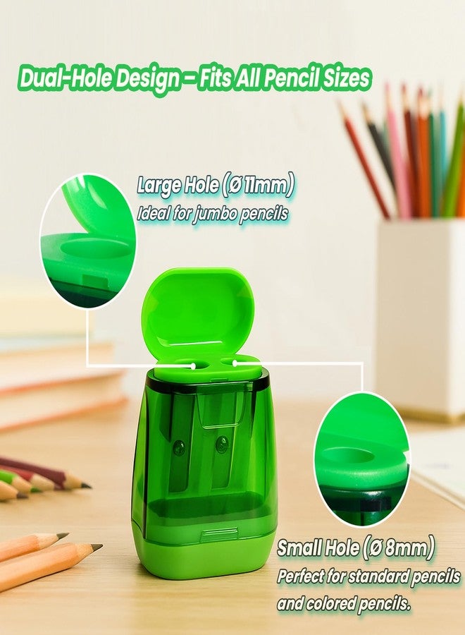 Aipker Pencil Sharpeners, Aipker Manual Sharpeners & Pencil Top Eraser Set for Colored Pencils, Colorful Protable Dual Holes Pencil Sharpener with Lid for Kids, Audlts, Artists, Classroom, School & Office - Image 2