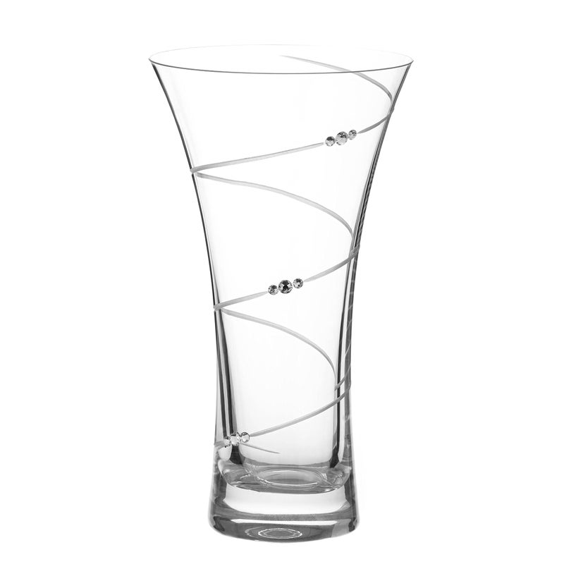 DIAMANTE Swarovski Hollow Sided Vase Swirl Crystal Trumpet Vase  Lead Free Crystal Glass 21cm