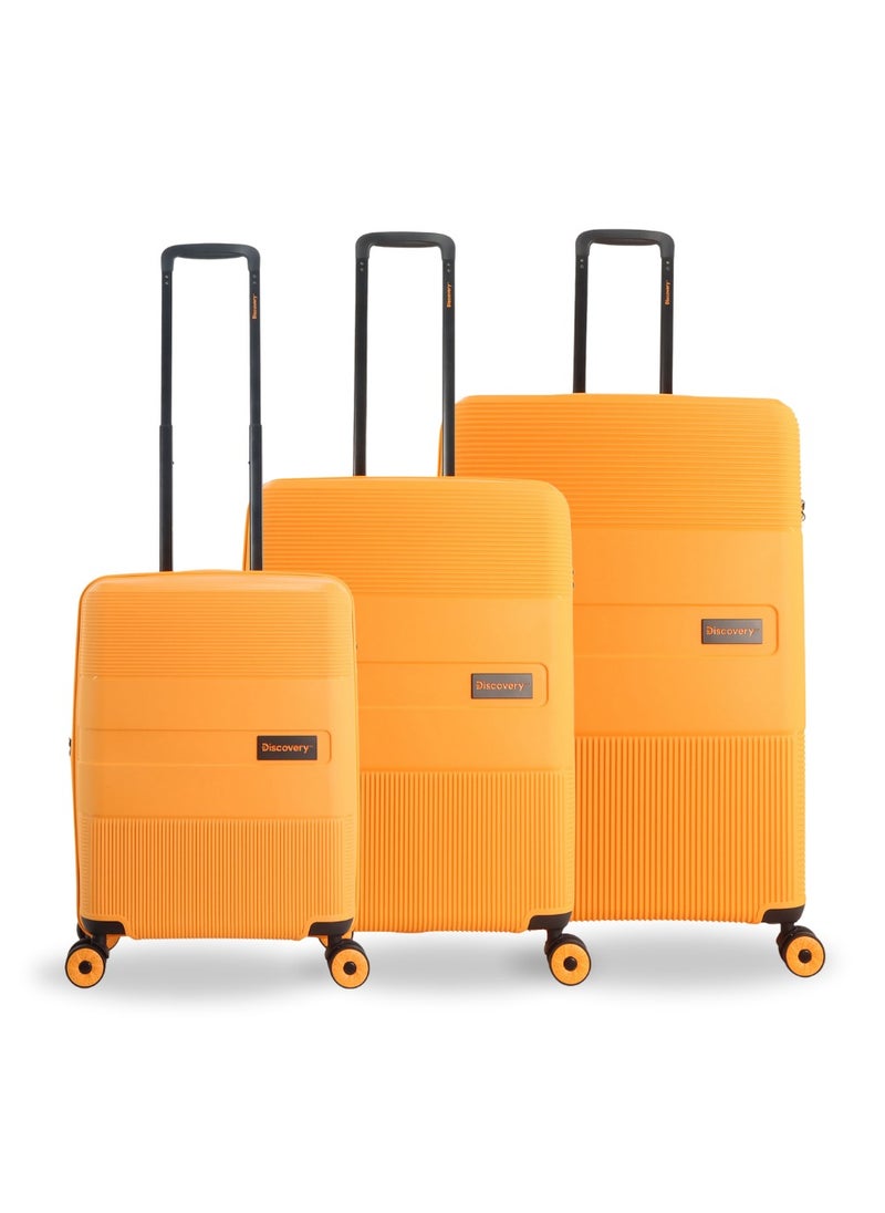 Discovery - Discovery Trails PP Hardside Luggage Set Orange, Durable Expandable Unbreakable Double Zip Lightweight Travel Bag 4 Double Wheel TSA Lock 3pcs Suitcase Trolley Bag (21+26+30 Inch). - Image 1