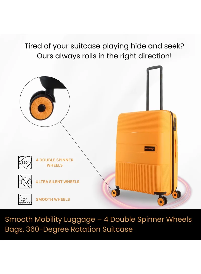 Discovery Discovery Trails PP Hardside Luggage Set Orange, Durable Expandable Unbreakable Double Zip Lightweight Travel Bag 4 Double Wheel TSA Lock 3pcs Suitcase Trolley Bag (21+26+30 Inch).