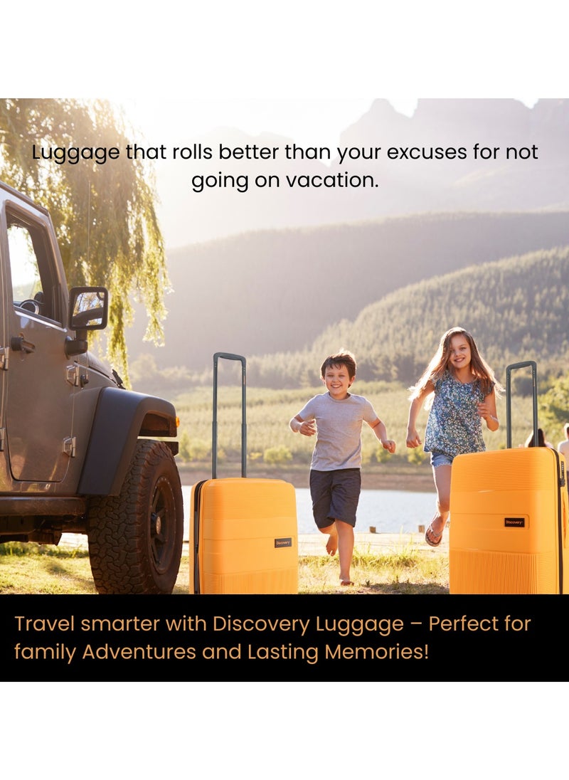 Discovery - Discovery Trails PP Hardside Luggage Set Orange, Durable Expandable Unbreakable Double Zip Lightweight Travel Bag 4 Double Wheel TSA Lock 3pcs Suitcase Trolley Bag (21+26+30 Inch). - Image 1