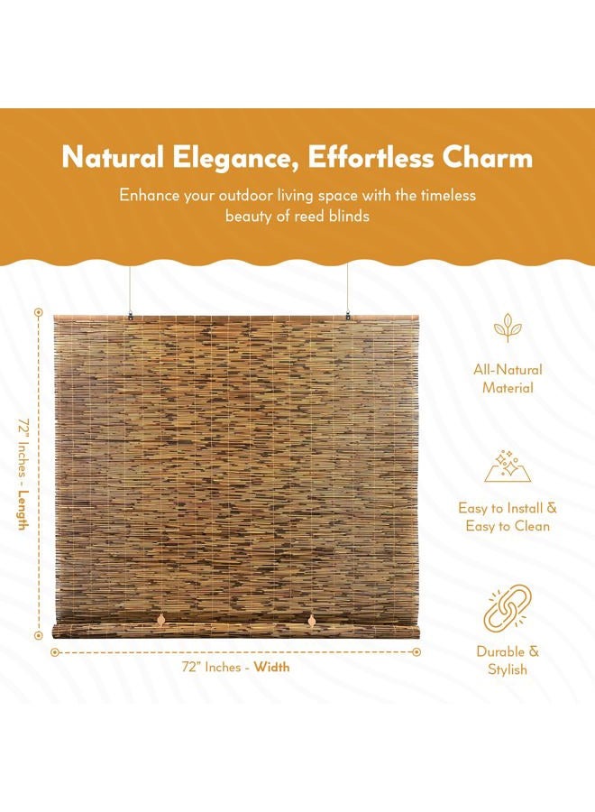 RADIANCE Outdoor Roller Shades for Porch or Patio Privacy Screen, Roll-up Bamboo Blinds for Windows, Cocoa, 72" W x 72" L - Image 2