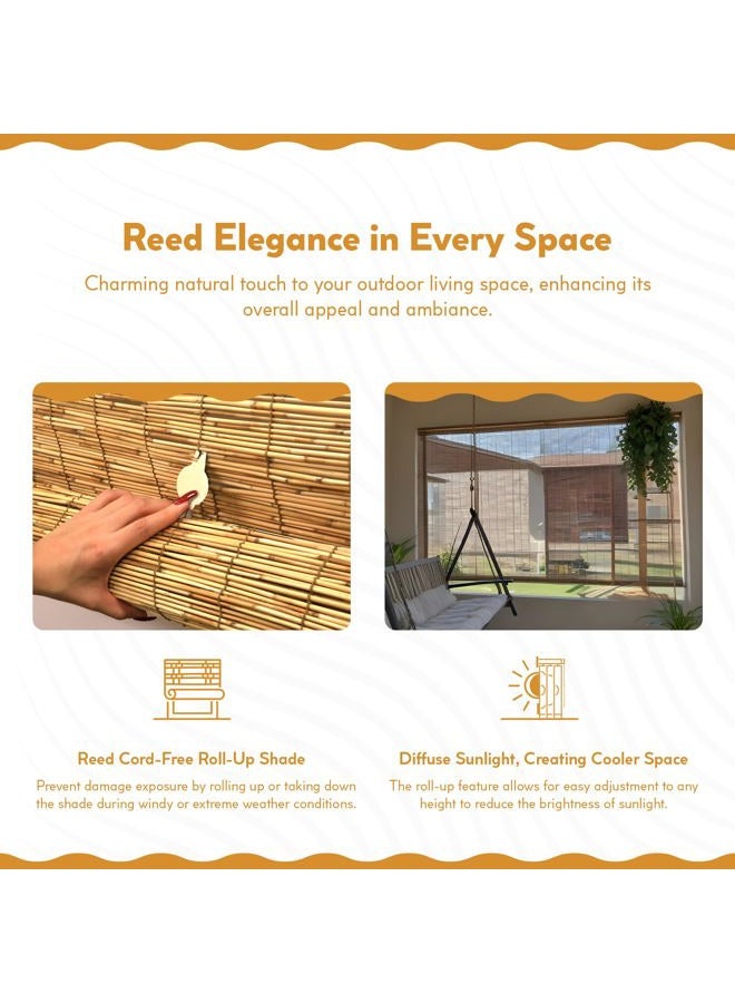 RADIANCE Outdoor Roller Shades for Porch or Patio Privacy Screen, Roll-up Bamboo Blinds for Windows, Cocoa, 72" W x 72" L - Image 3