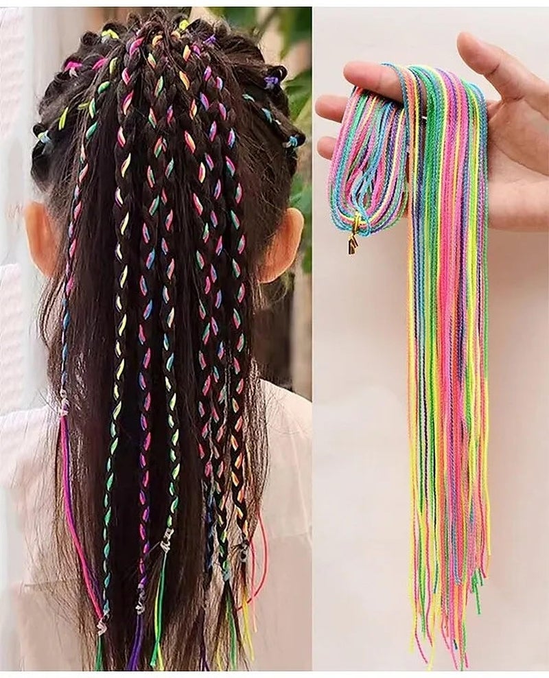 EvoNest Colourful Hair Braiding String 30 Pieces for Women & Girls, Rainbow Wrap Rope Band, Hair Styling Accessories - 82cm (14Y) Multicolour - Image 1
