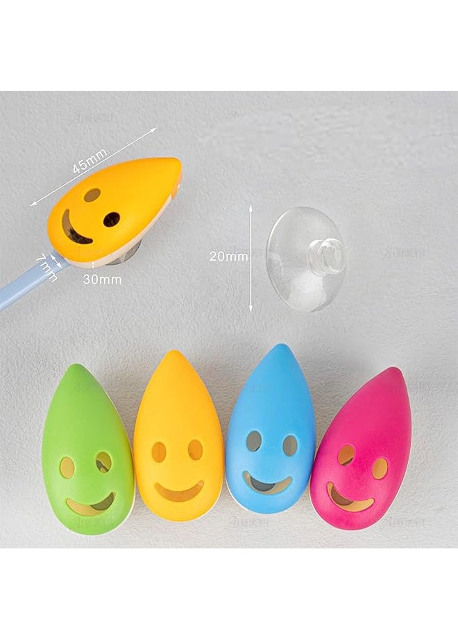 مجموعة من 5 قطع من غطاء وحامل فرشاة الأسنان Happy Face مع كوب شفط للسفر، 5 ألوان - Image 3