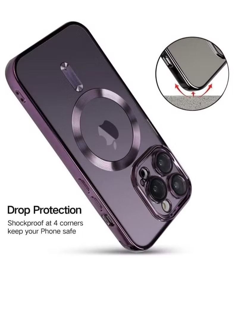 إيف جراب magsafe لهاتف Iphone 14 pro max غطاء شفاف من السيليكون للشحن اللاسلكي - Image 2