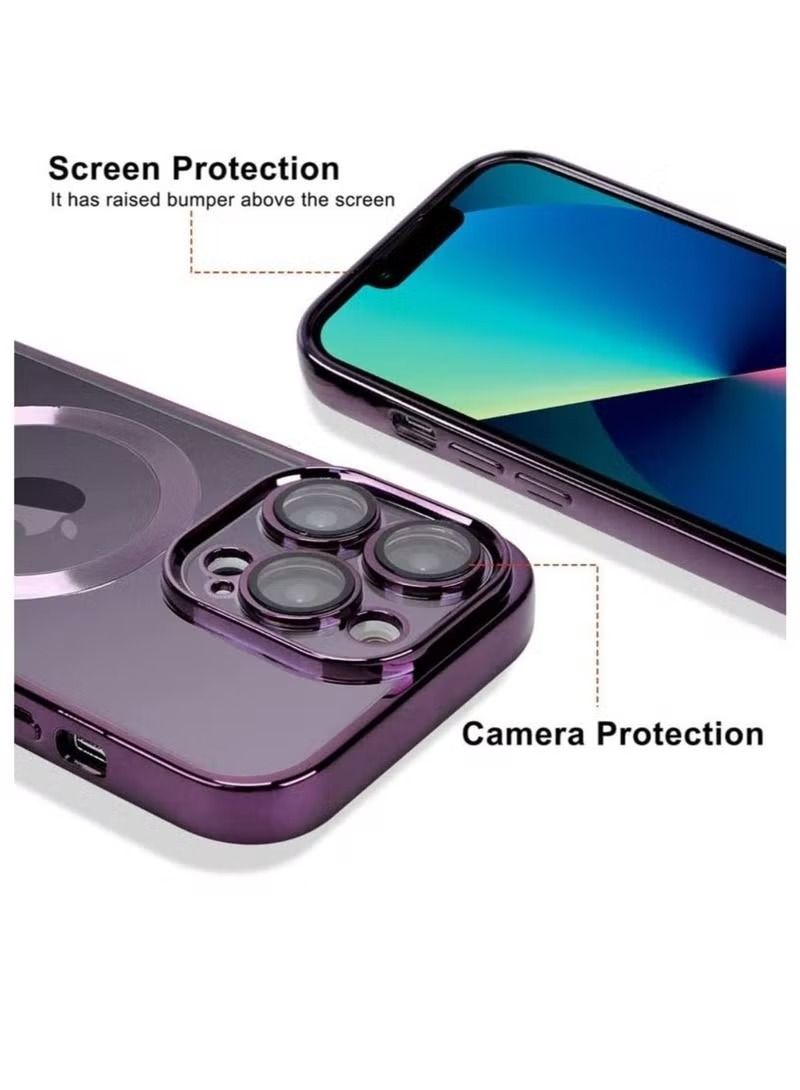 إيف جراب magsafe لهاتف Iphone 14 pro max غطاء شفاف من السيليكون للشحن اللاسلكي - Image 3