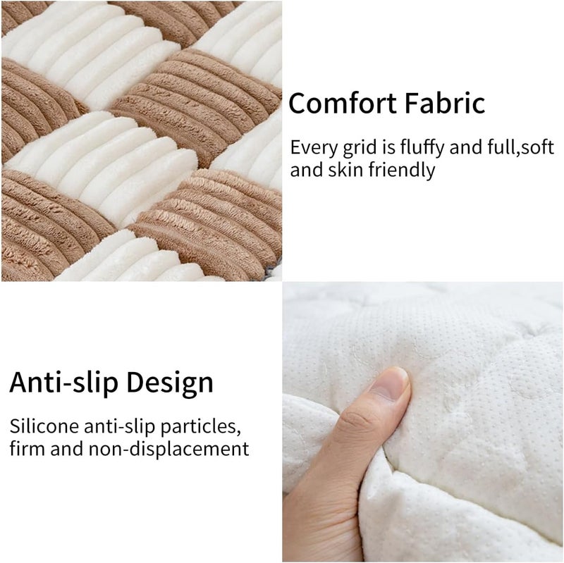 Fuzzy Couch Covers for Pets, Couch Protector for Dogs Garden Chic Cotton Protective Couch Cover, Pet Mat Bed Couch Cover (17.7 x 17.7in, Light Coffee) - Image 4