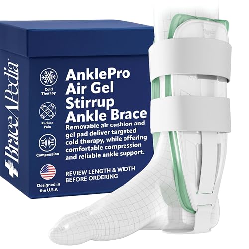 Braceapedia AnklePro Air Gel Stirrup Ankle Brace Hard Core Side Stabilizer With Removable Cold Therapy Air Cushion Gel Pad for Ankles Ankle Brace for Women and Men Ankle Support Regular White - Image 2
