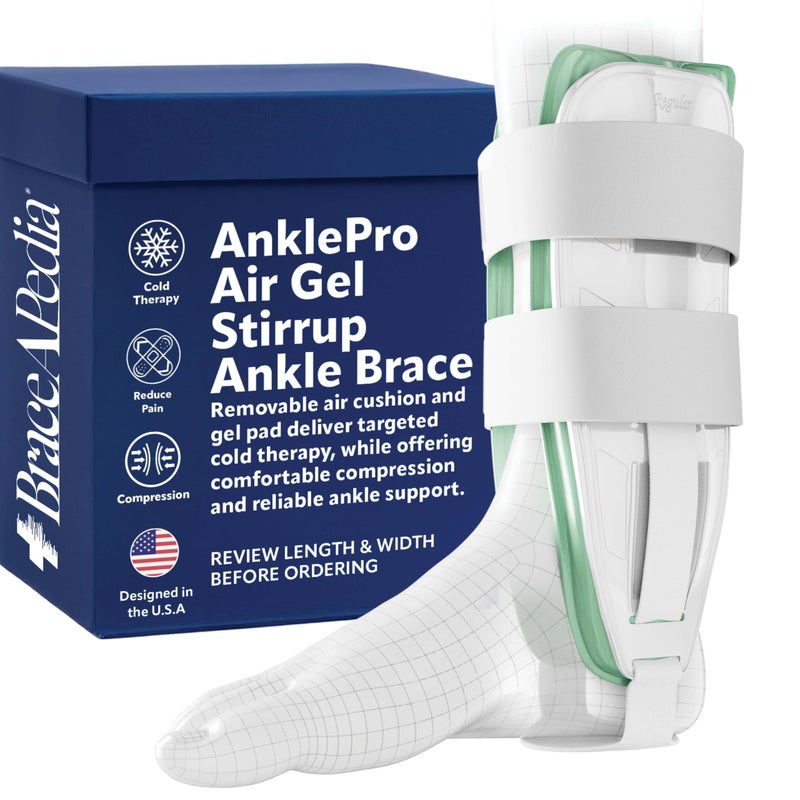 Braceapedia AnklePro Air Gel Stirrup Ankle Brace Hard Core Side Stabilizer With Removable Cold Therapy Air Cushion Gel Pad for Ankles Ankle Brace for Women and Men Ankle Support Regular White - Image 3